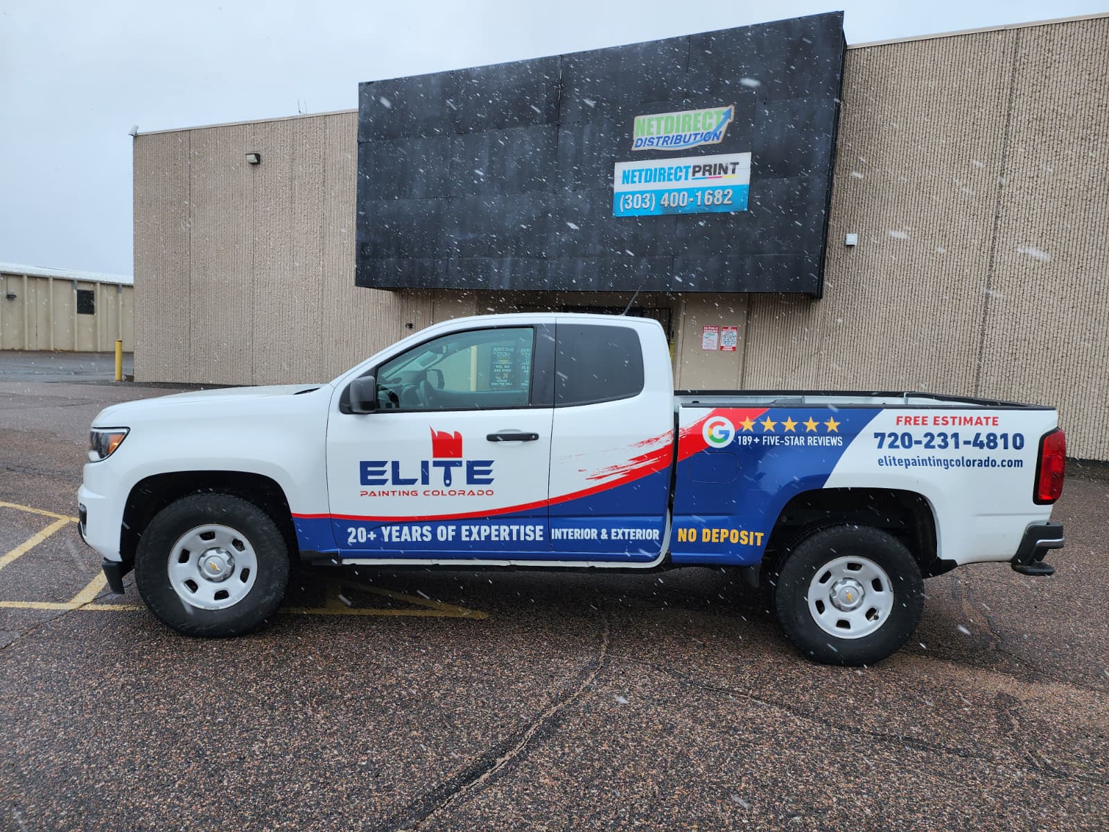 Elite Painting Colorado commercial truck wrap in Denver by Wrapido Denver