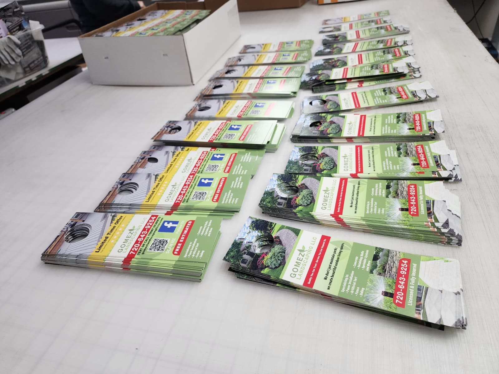 Gomez Landscaping printed door hangers in Denver by Wrapido Denver
