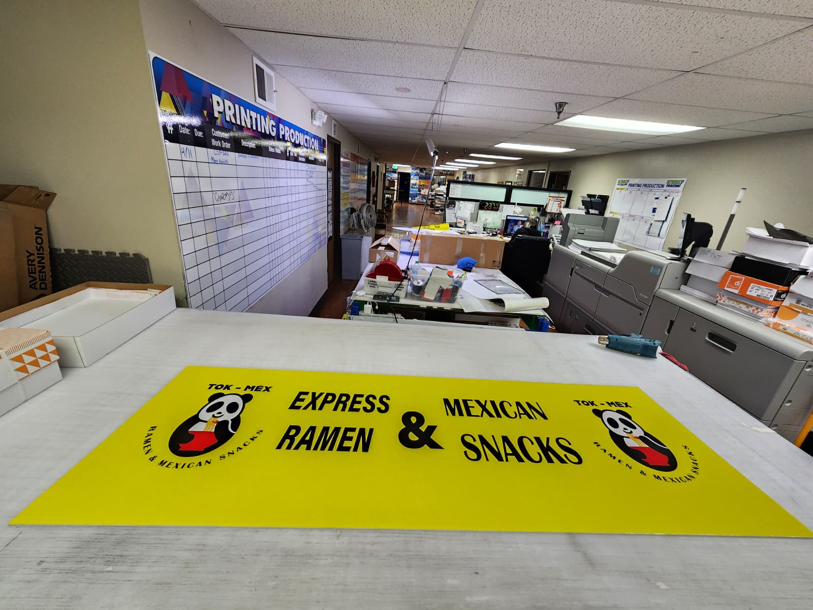 Express Ramen and Mexican Snacks printed sign in Denver by Wrapido Denver