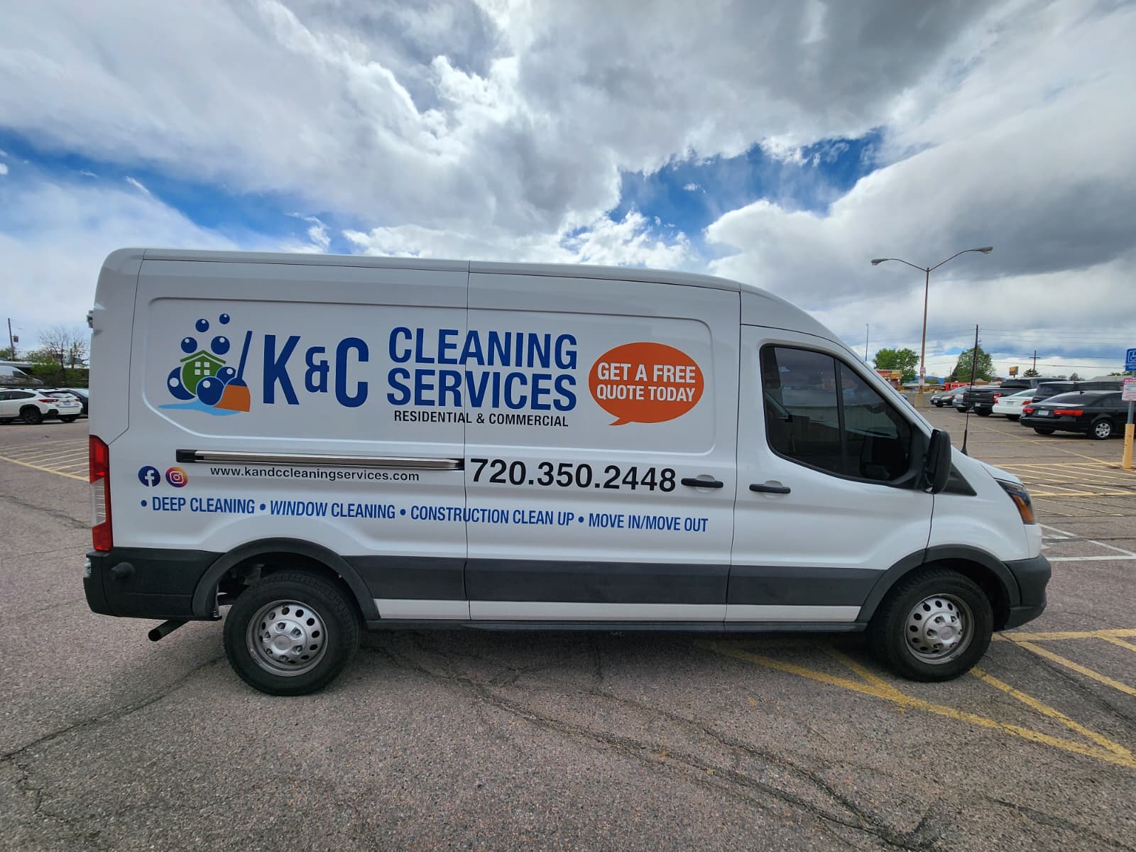 K&C Cleaning Services van graphics in Denver by Wrapido Denver